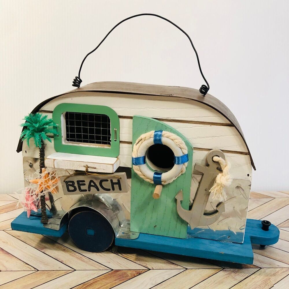 Hobby Lobby Beach Camper Wood Birdhouse Nautical Decor HTF